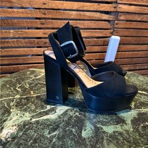 Black Chunky Heel Platform Shoes
